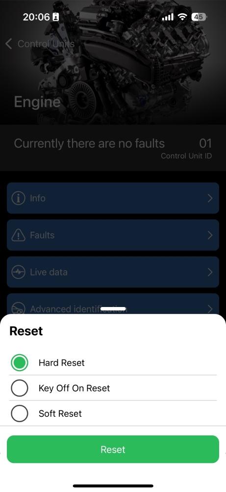 OBDeleven "Reset" feature