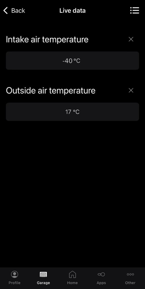 live data air temperature readings.