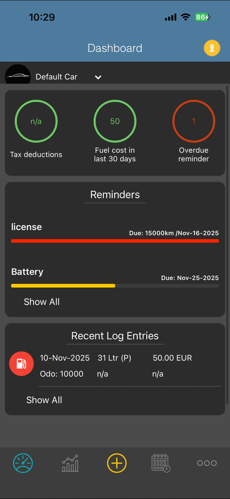 Simply auto main screen