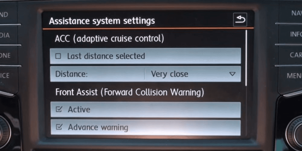 ACC Distance Settings Menu