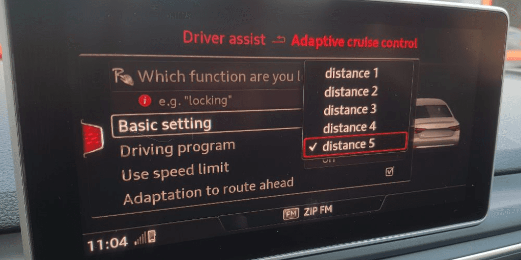 ACC Distance Settings Menu